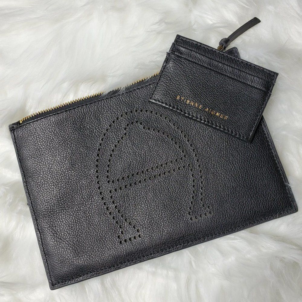 Etienne Aigner Black Leather Clutch and Card Holder NWOT